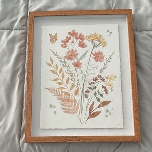 Floral Botanical Art Print in Wooden Frame